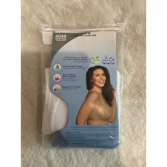 Playtex 18 Hour Side & Back Smooth Wireless Bra US4049 36D WHITE - Picture 4 of 5